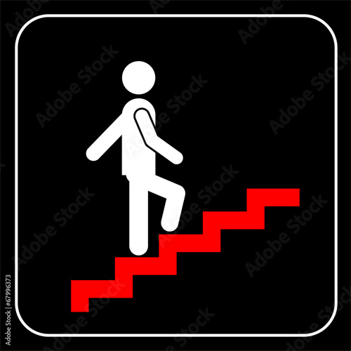 Man on Stairs going up symbol, vector