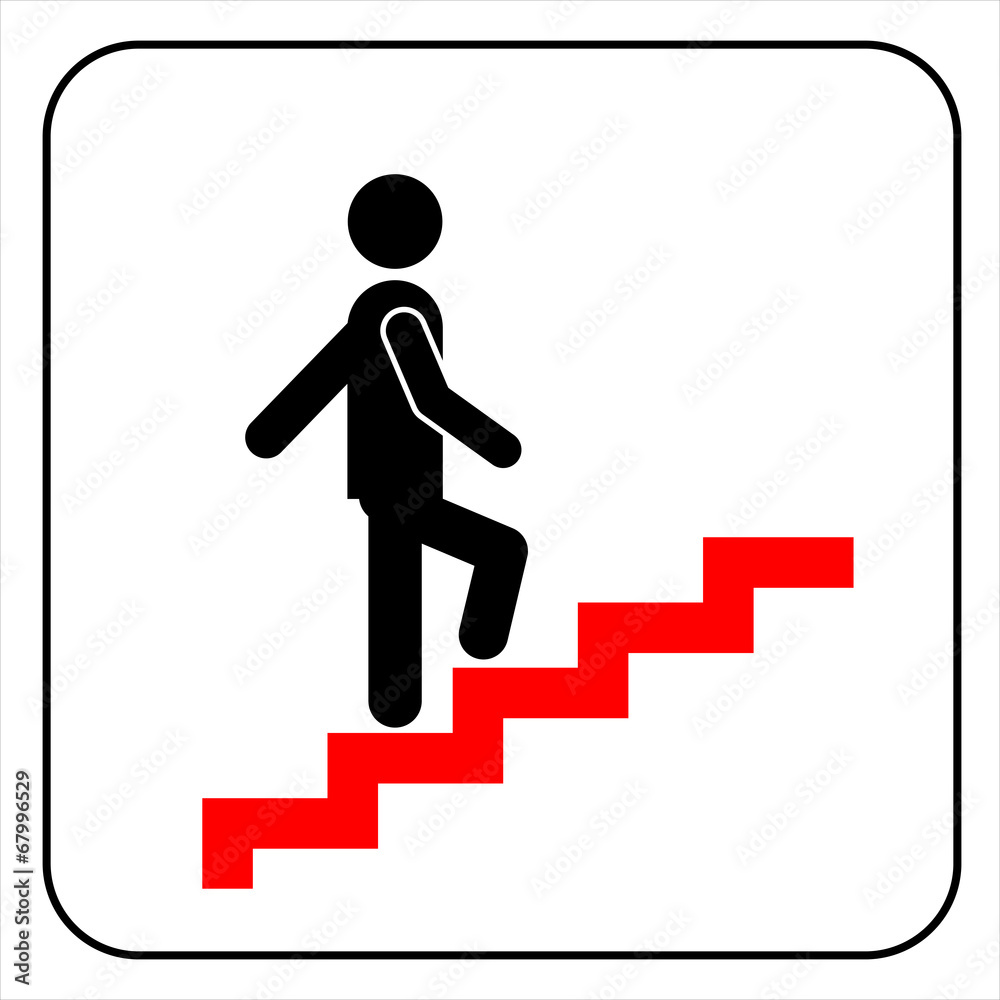 Man on Stairs going up symbol, vector Man on Stairs going up symbol, vector