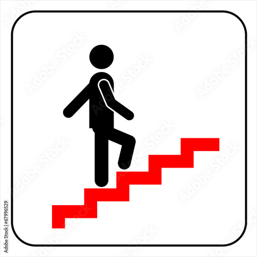 Man on Stairs going up symbol, vector