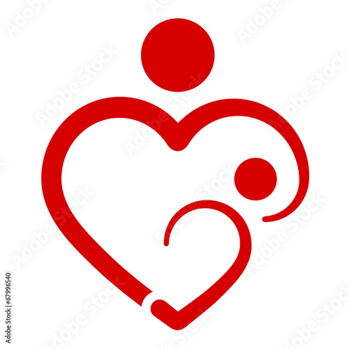 Mother's heart, breastfeeding, vector