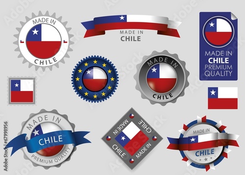 Made in Chile  Seal, Chilean Flag (Vector Art)