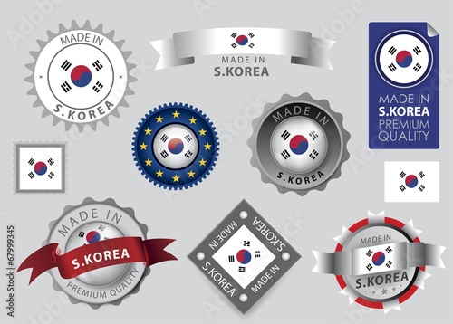 Made in s.Korea Seal, South Korean Flag (Vector Art)