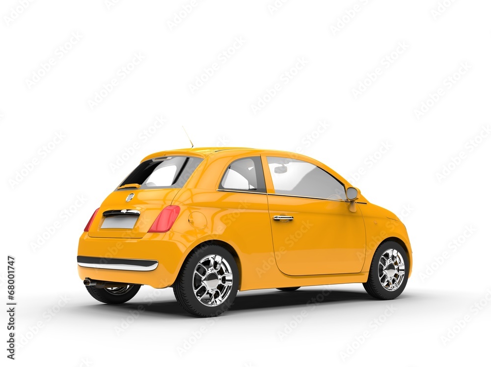 Small yellow car back
