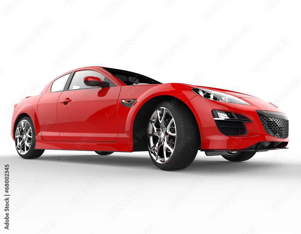 Sports car red front side