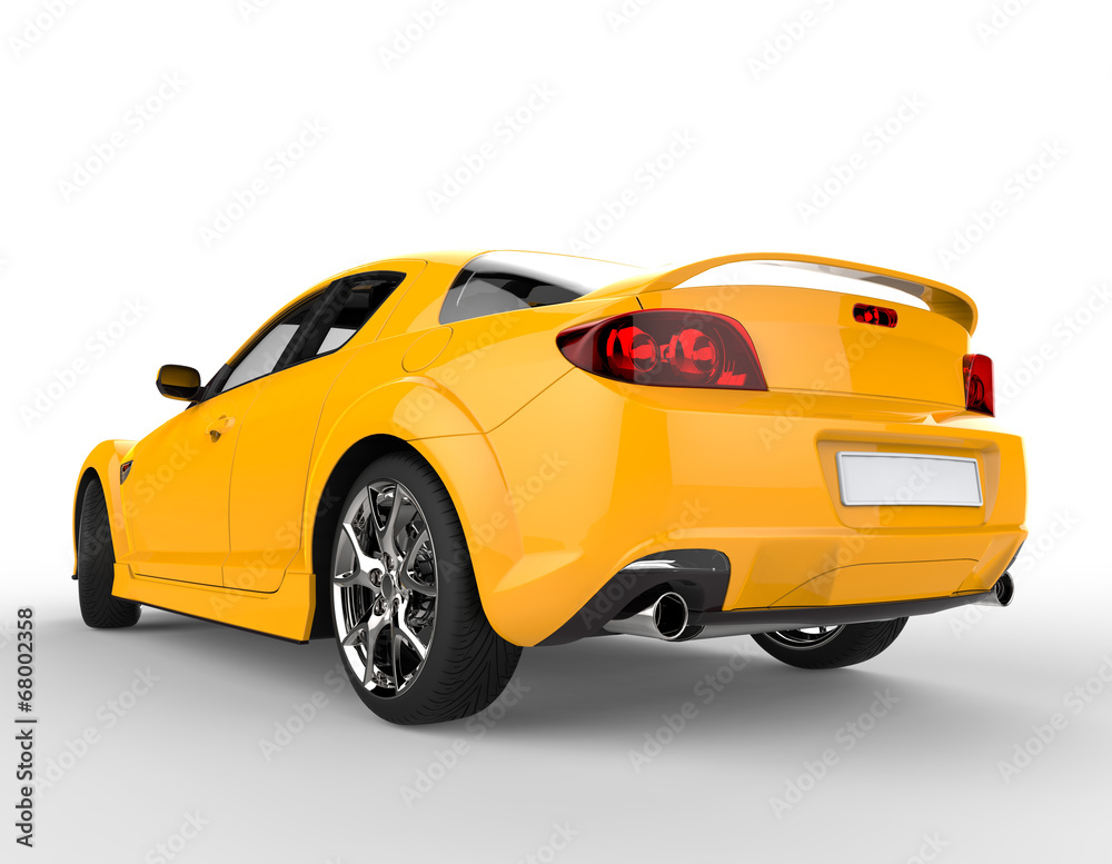 Bright yellow race car front side taillights
