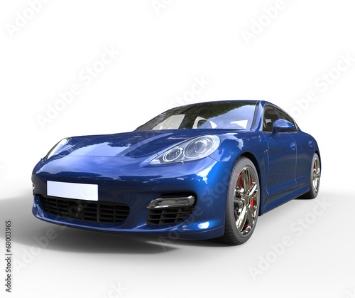 Dark blue car shot on white background © technicolors