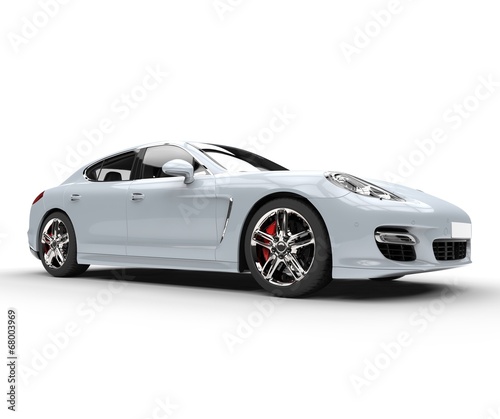 Dirty white fast car isolated on white background © technicolors