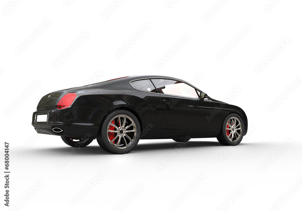 Black elegant car on white background side view
