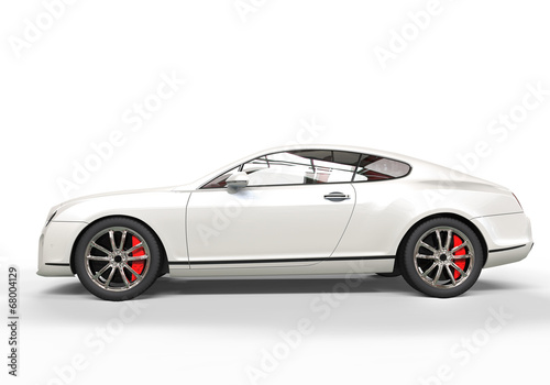 White elegant car on white background