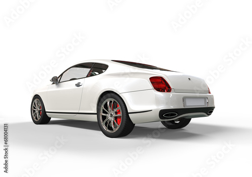 White elegant car on white background tail side © technicolors