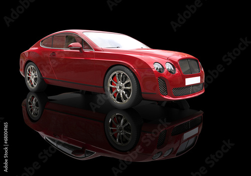 Red elegant car on black reflective background © technicolors