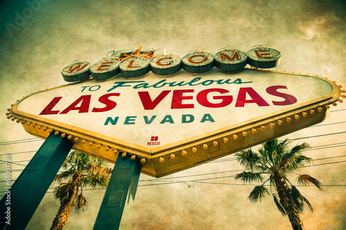 Welcome to Las Vegas Sign with grunge texture