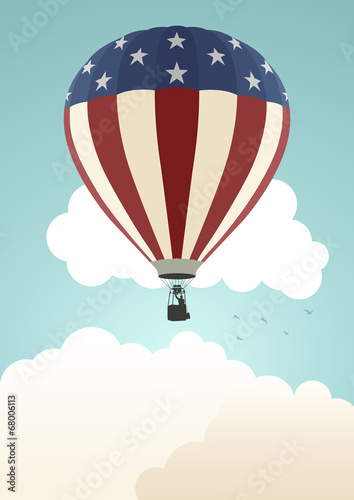 An air balloon with USA insignia colored in vintage style