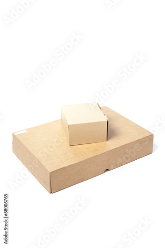 Small box is placed on large box.