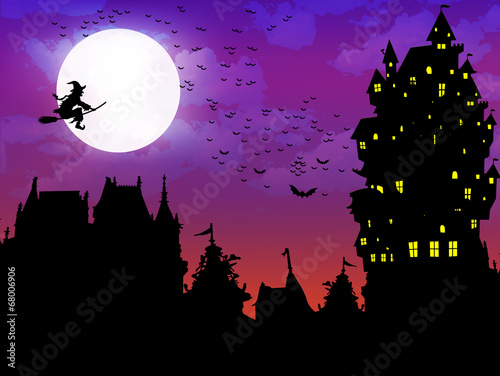 ハロウィン　夜空　背景