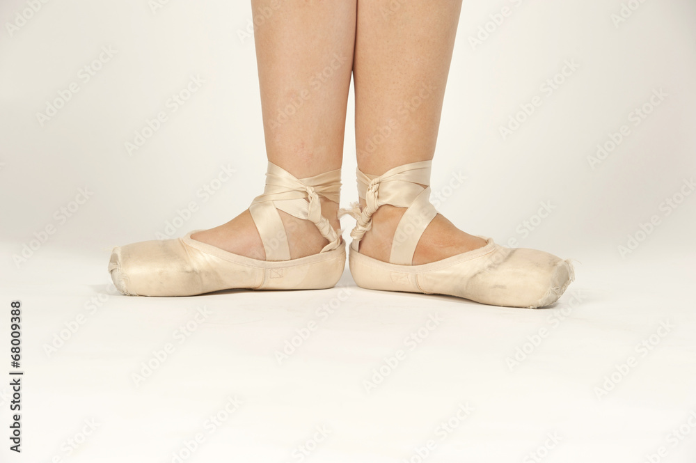 Ballet shoes on a white isolated background.