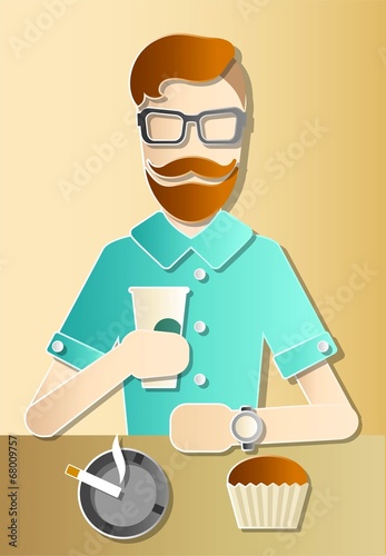 Hipster drinking coffee