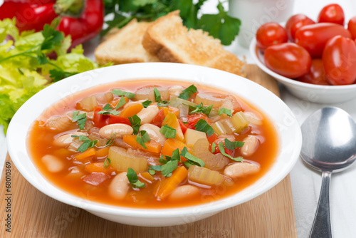 vegetable minestrone in a plate