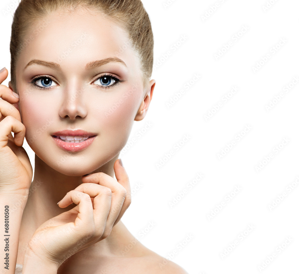 Beauty Model Girl Portrait . Pretty Girl Touching her Face Beauty Model Girl Portrait . Pretty Girl Touching her Face