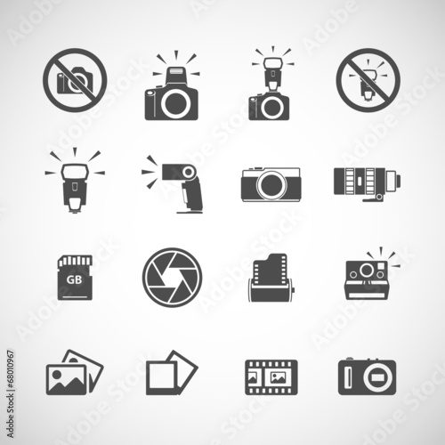camera and flash icon set, vector eps10