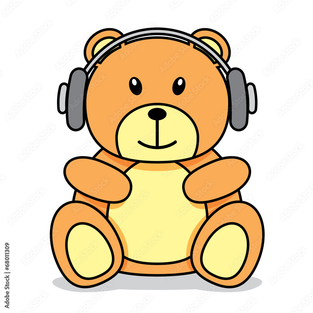 Fototapeta premium Little teddy bear with headphones