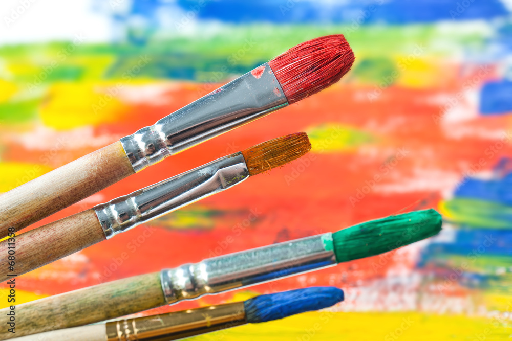 Fototapeta premium Paints and brushes