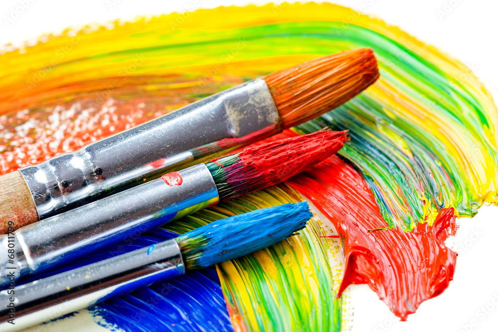 Fototapeta premium Paints and brushes