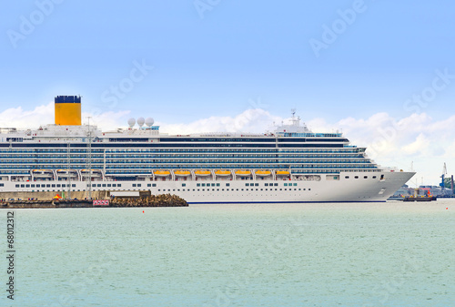 Large cuise ship in port on mooring. photo