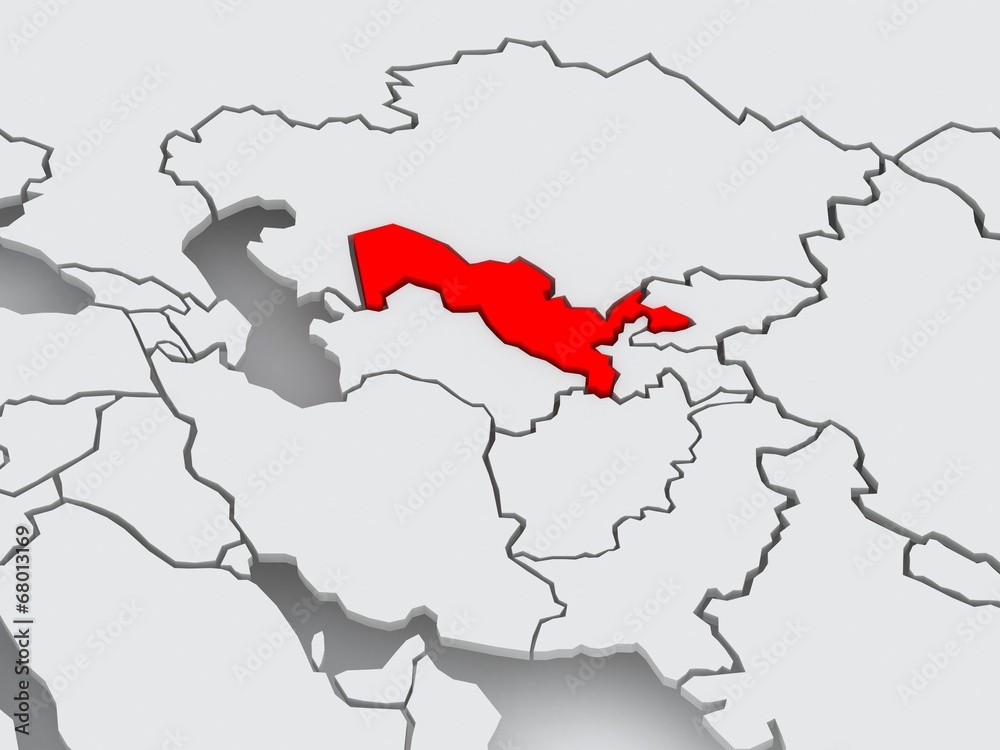 Map of worlds. Uzbekistan.