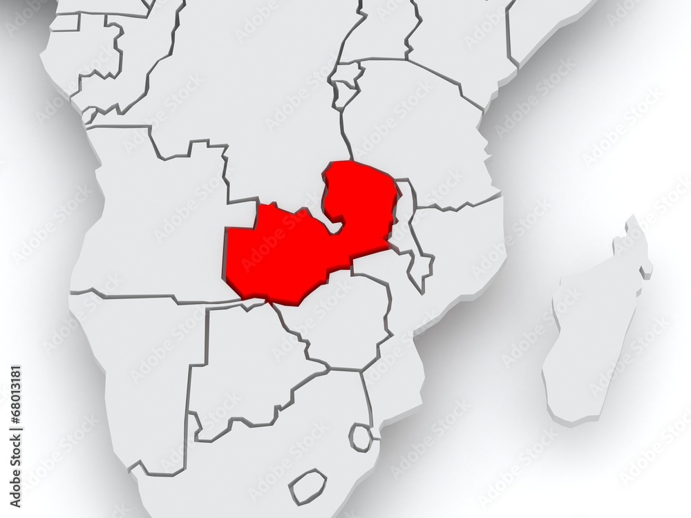 Fototapeta premium Map of worlds. Zambia.