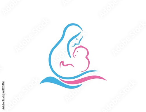 baby logo, mom, child, kids, mother, woman, sketch beauty