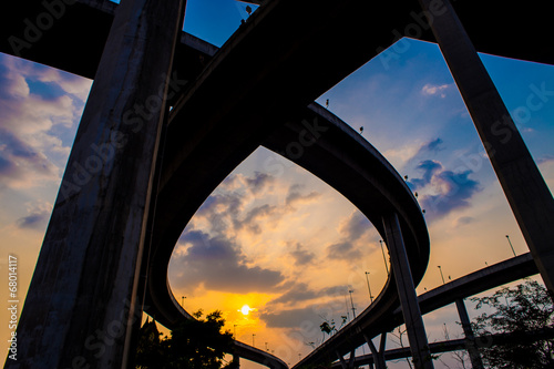 Fotografie Bhumibol Bridge,the Industrial Ring road Bridge at dusk