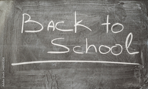 inscription on blackboard back to school photo