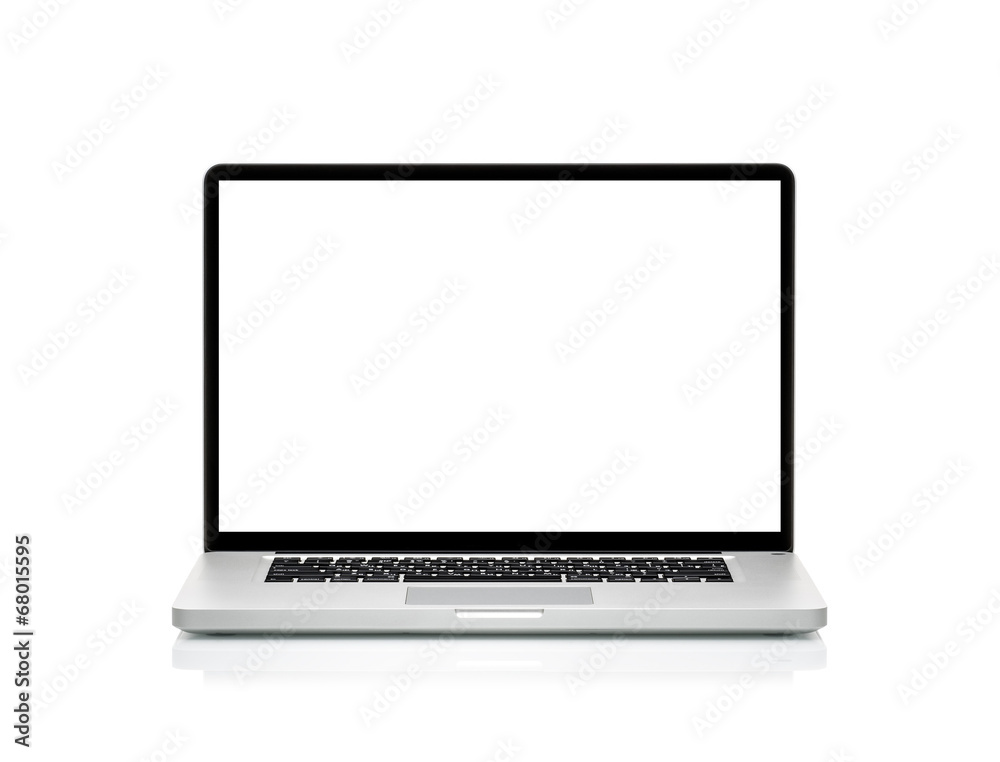 laptop with blank screen. Isolated on white laptop with blank screen. Isolated on white