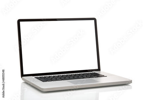 laptop, like macbook with blank screen. Isolated on white