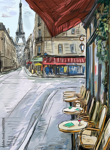 Street in paris - illustration #68019784