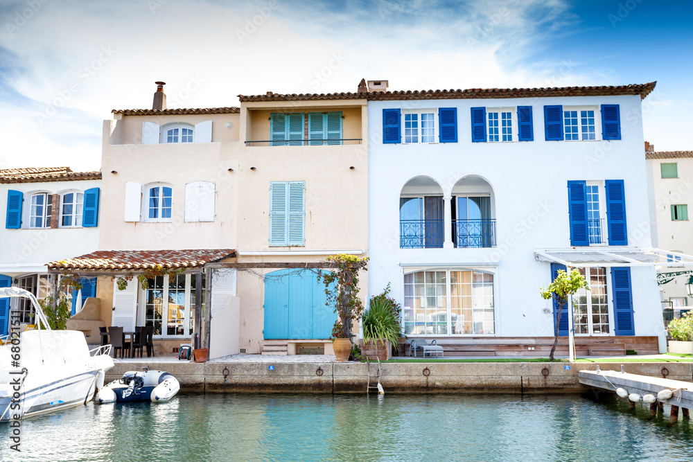 Residential buildings with a berth in the Port Grimaud in France