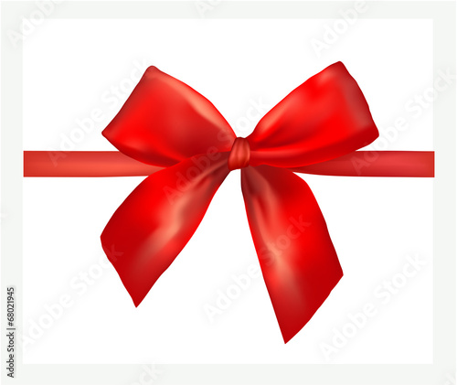 Red gift bow with ribbon. Vector.