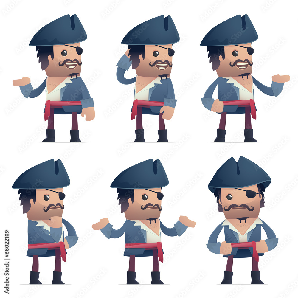 set of pirate character in different poses set of pirate character in different poses