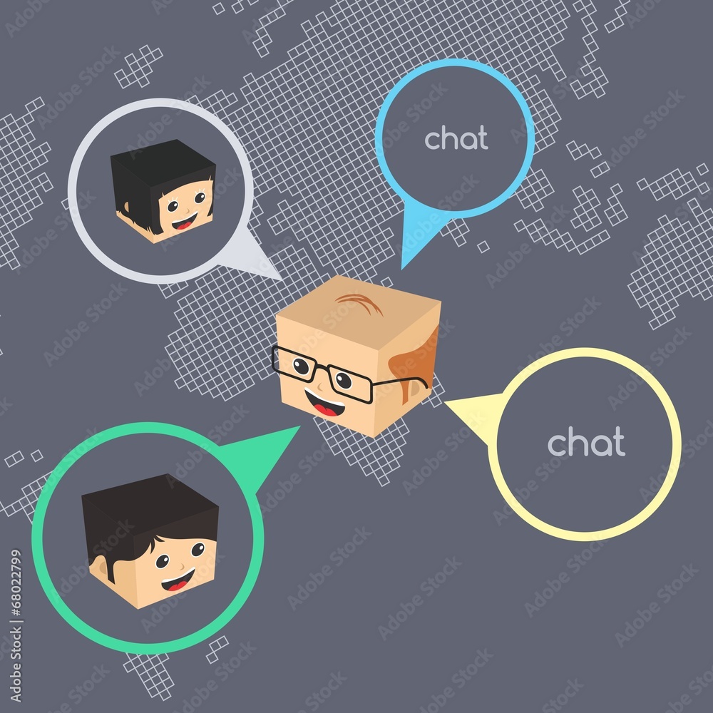 block isometric cartoon chat block isometric cartoon chat
