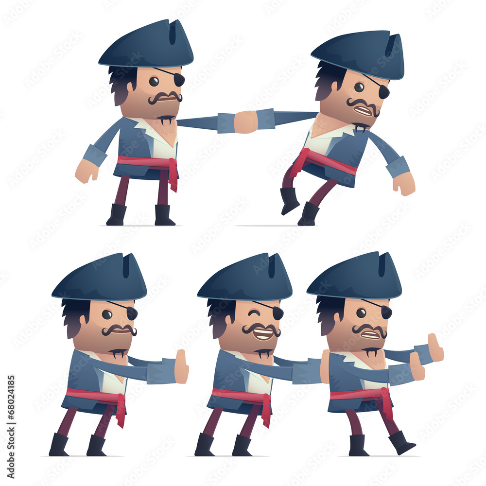 set of pirate character in different poses set of pirate character in different poses