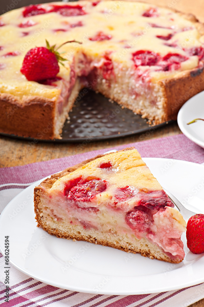 French pie (quiche) with strawberries