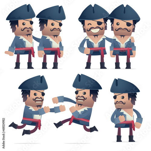 set of pirate character in different poses