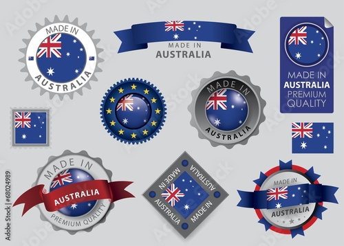 Made in Australia seal, Australian Flag (vector Art)