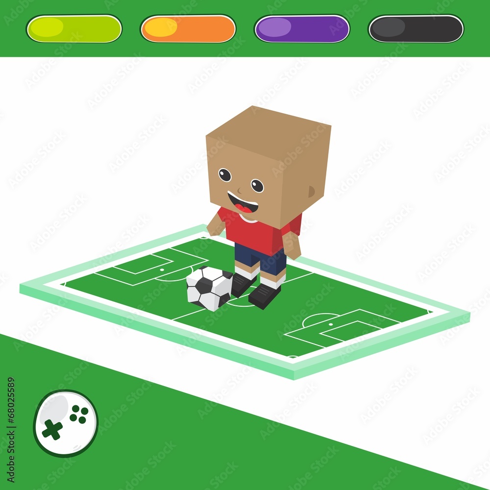 Fototapeta premium soccer block isometric cartoon character