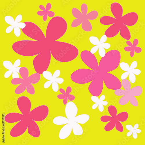 abstract colorful flower on yellow background