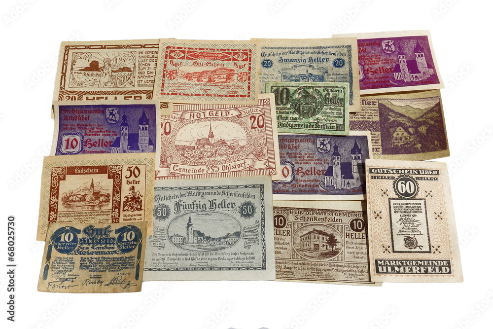Notgeld aus österreich 1919 bis 1920; Heller; freigestellt