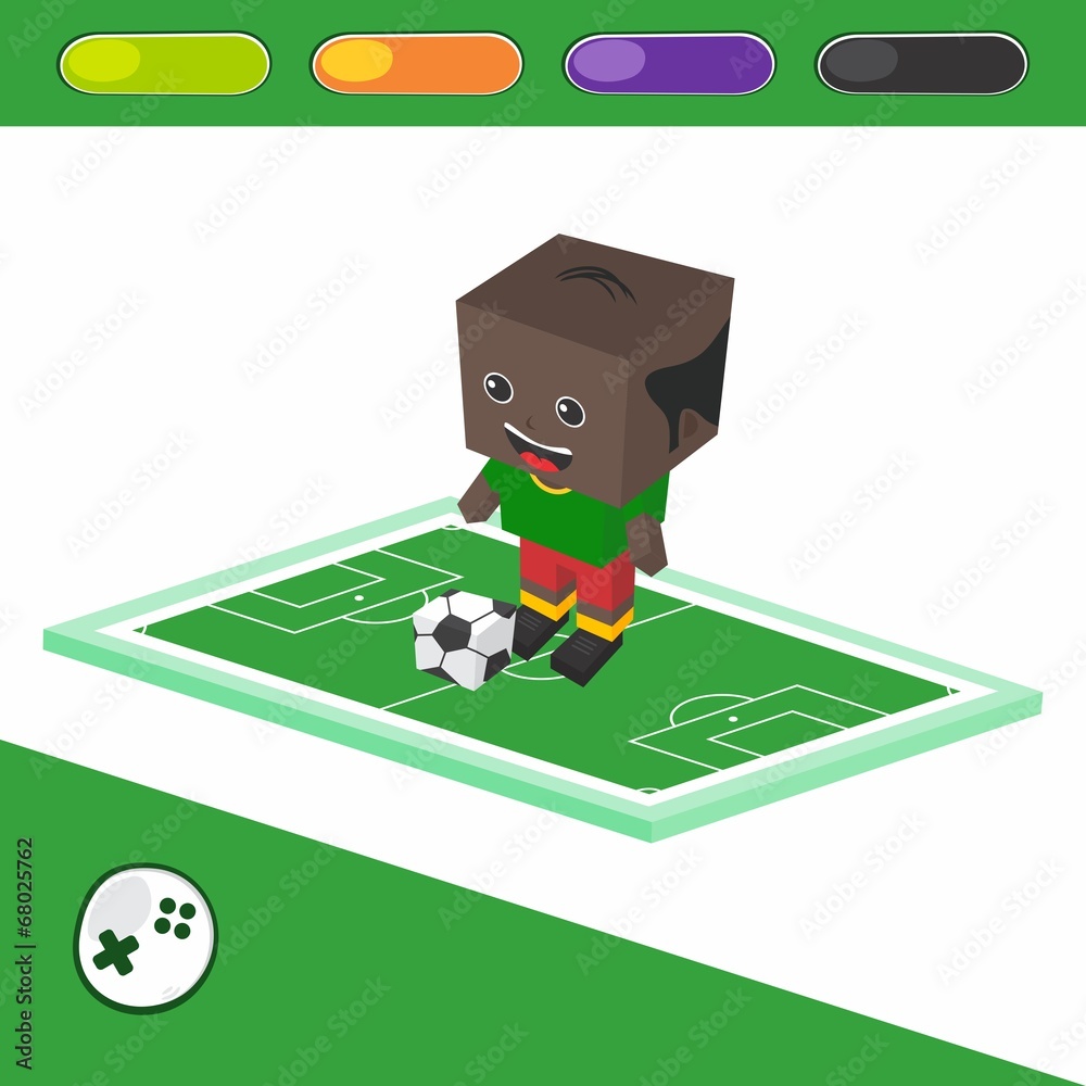Fototapeta premium soccer block isometric cartoon character