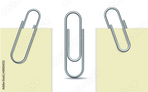 Metal paperclip and paper photo