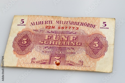 5 Schilling Papiergeld, alliierte militärbehörde österreich 1944 photo